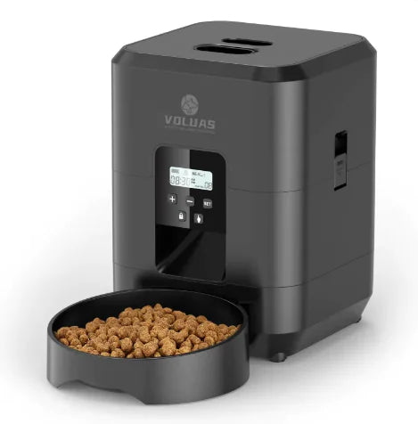 Smart Pet Feeder – Automatic WiFi Food Dispenser for Cats and Dogs, Black Button Style”