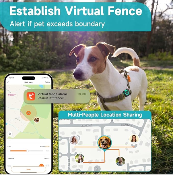 Woyamay Smart GPS Tracker for Dogs & Cats | Real-Time Location, Health Monitor, & Virtual Fence (iOS & Android)