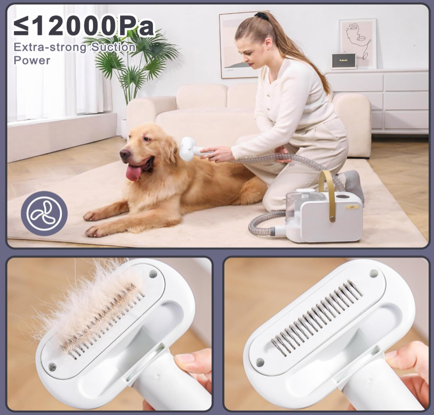 ITBABY Smart Dog Grooming Vacuum Kit | 2.5L Pet Hair Clipper & 8-in-1 Grooming System with Suction & Quiet Operation