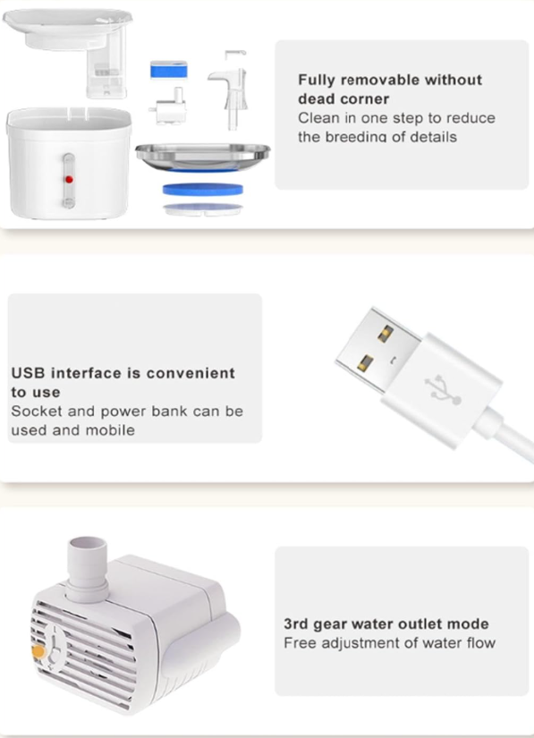 ANNAINUTC Cat Water Fountain 2L/68oz Automatic