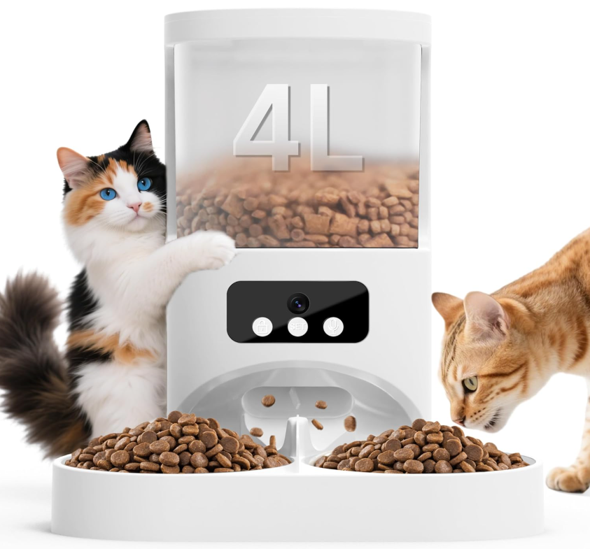 Automatic Cat Feeder with Camera for 2 Cats