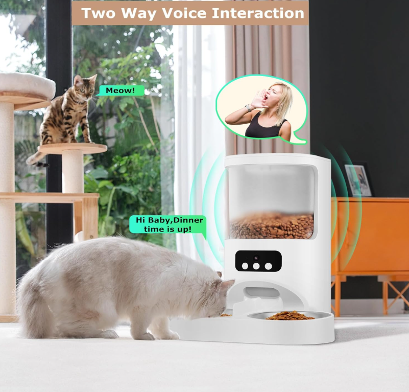 Automatic Cat Feeder with Camera for 2 Cats