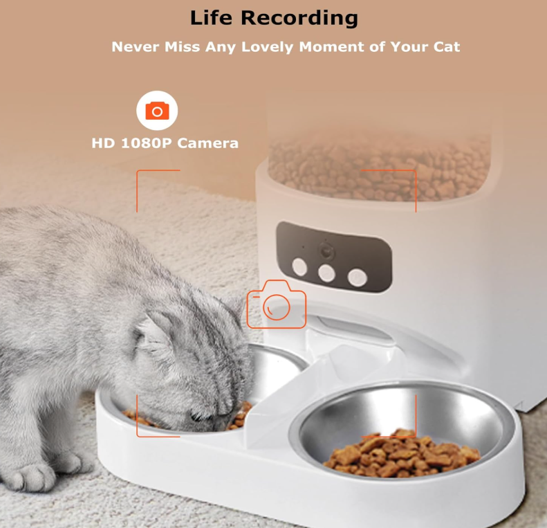 Automatic Cat Feeder with Camera for 2 Cats
