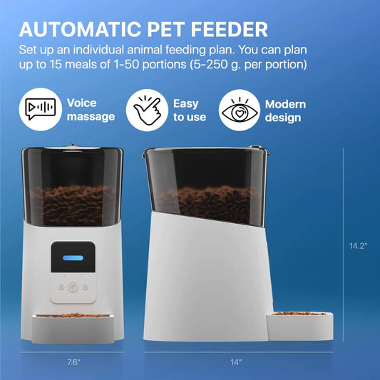 WiFi Smart Automatic Pet Feeder – 6L Food Dispenser with App Control & Voice Recorder