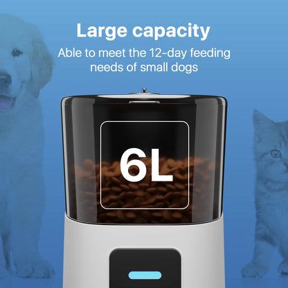 WiFi Smart Automatic Pet Feeder – 6L Food Dispenser with App Control & Voice Recorder