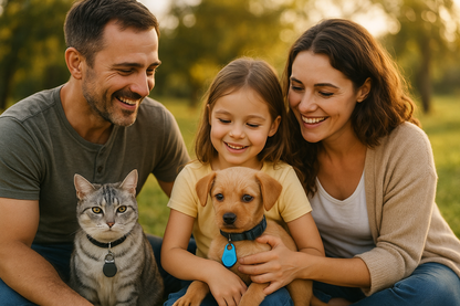 Family lifestyle shot with small trackers