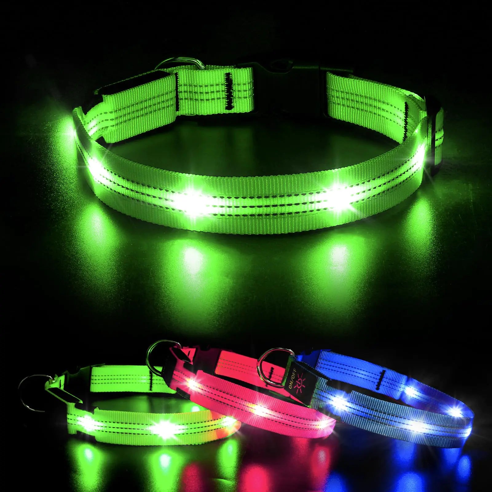 BSEEN Light Up Dog Collar - Glowing LED Dog Collar Reflective Dog Collar
