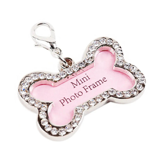 Pet Bone Shape Rhinestone Writable Name Telephone ID Tags for Dogs & Cats