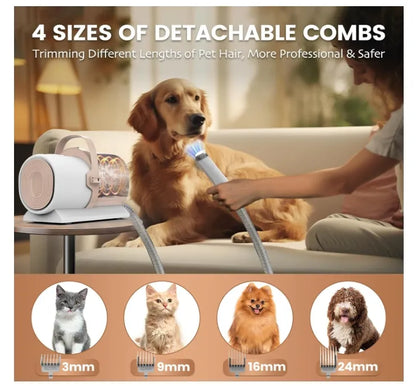 Professional Pet Grooming Vacuum Kit – 5-in-1 Hair Removal & Clipping System with 11,000Pa Suction