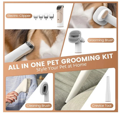 Professional Pet Grooming Vacuum Kit – 5-in-1 Hair Removal & Clipping System with 11,000Pa Suction