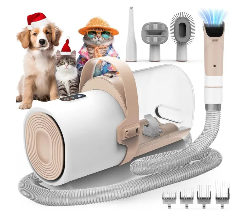 Professional Pet Grooming Vacuum Kit – 5-in-1 Hair Removal & Clipping System with 11,000Pa Suction