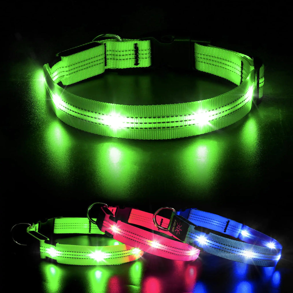BSEEN Light Up Dog Collar - Glowing LED Dog Collar Reflective Dog Collar