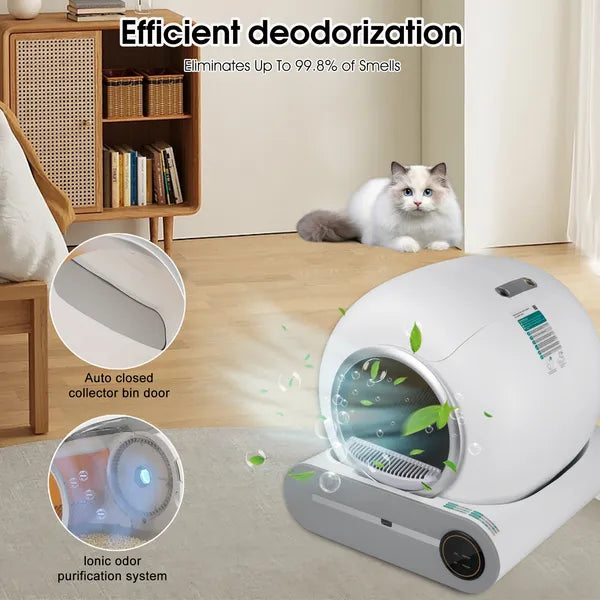 WiFi Smart Self-Cleaning Cat Litter Box – Automatic Scooping & Odor Control with App Monitoring