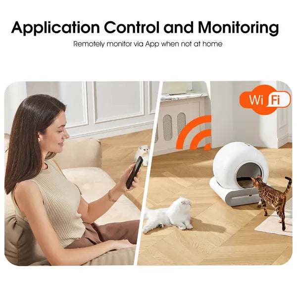 WiFi Smart Self-Cleaning Cat Litter Box – Automatic Scooping & Odor Control with App Monitoring