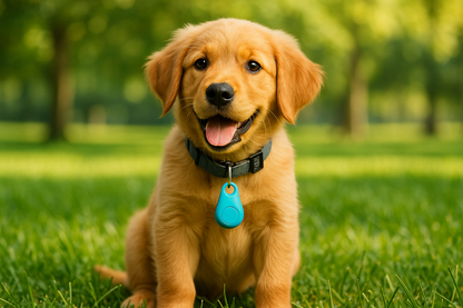 Small Bluetooth tracker on dog collar